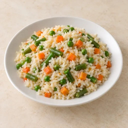 Sample vegetable rice serving